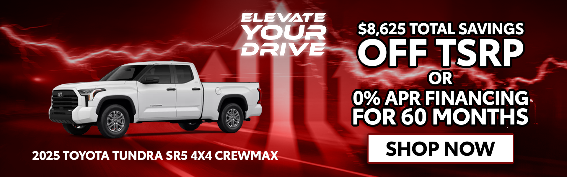 0% APR for 60 Mo OR $8,625 off TSRP | 2025 Toyota Tundra