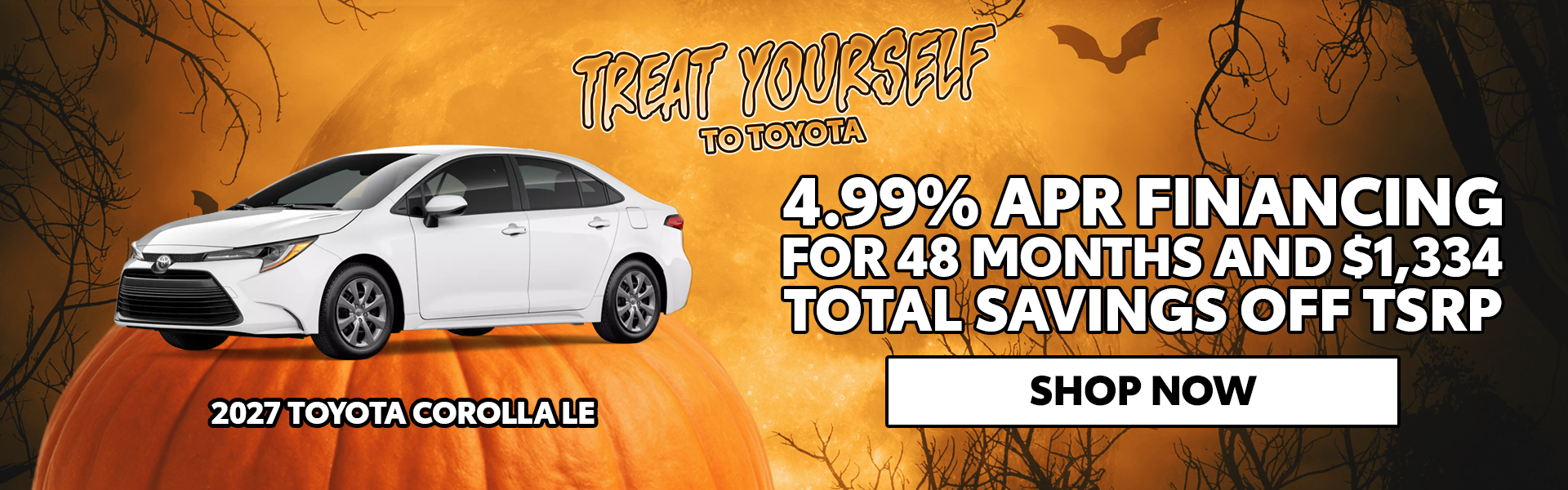 4.99% APR/48 Mo + $1,334 off TSRP | 2027 Toyota Corolla